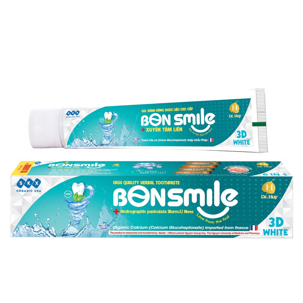 Kem đánh răng thảo dược Bon Smile ngừa sâu răng, chống hôi miệng, an toàn cho trẻ em